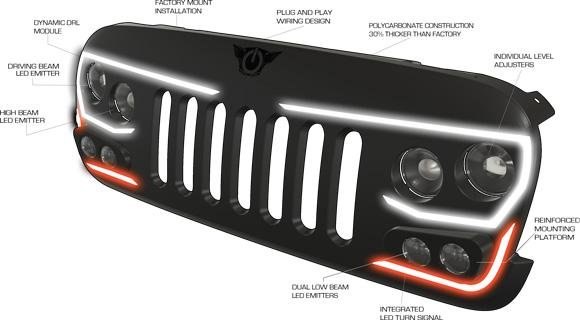 Oracle Lighting Vector™ Series Full Led Grill -jeep Wangler Jk