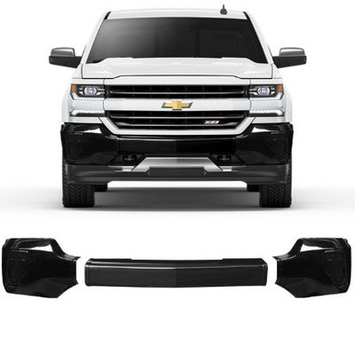 Front Bumpershellz Gloss Black Without Sensors Without Fog Lights 16-18 Silverado 1500